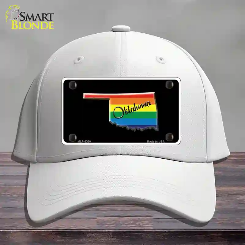 Oklahoma Rainbow Novelty License Plate Hat Cotton / White