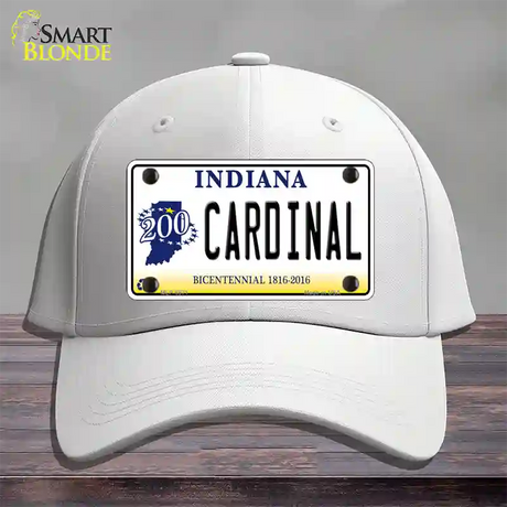 Cardinal Indiana Novelty License Plate Hat Cotton / White