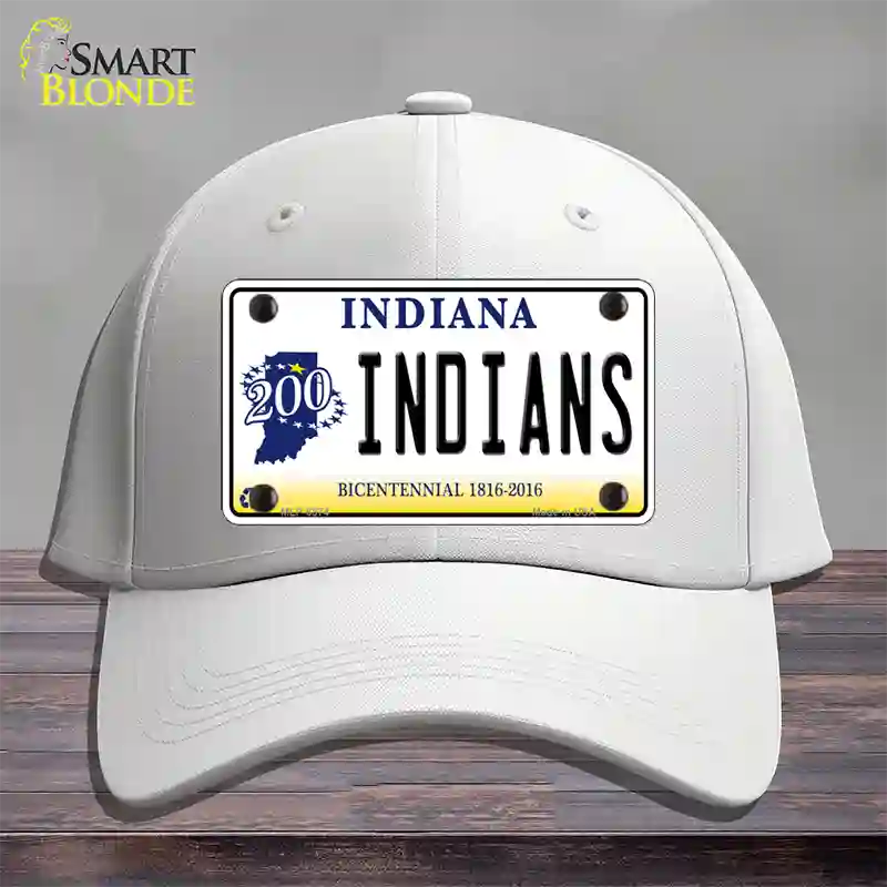 Indians Indiana Novelty License Plate Hat Cotton / White