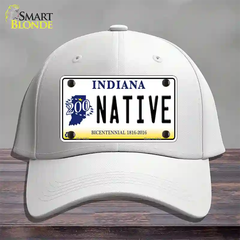 Native Indiana Novelty License Plate Hat Cotton / White