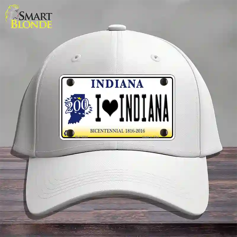 I Love Indiana Novelty License Plate Hat Cotton / White