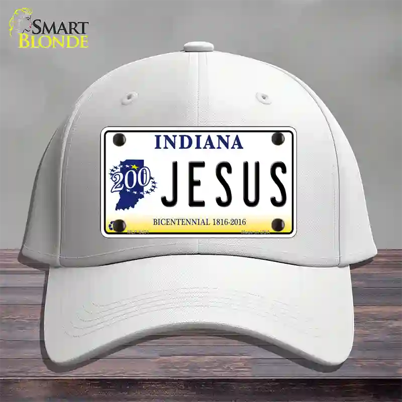 Jesus Indiana Novelty License Plate Hat Cotton / White