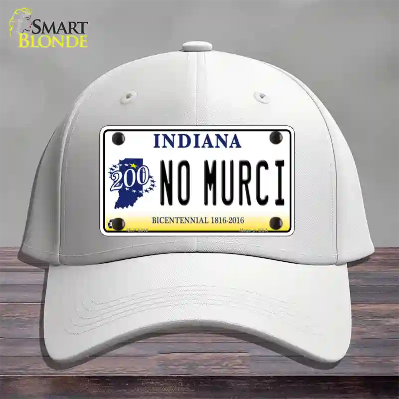 No Murci Indiana Novelty License Plate Hat Cotton / White