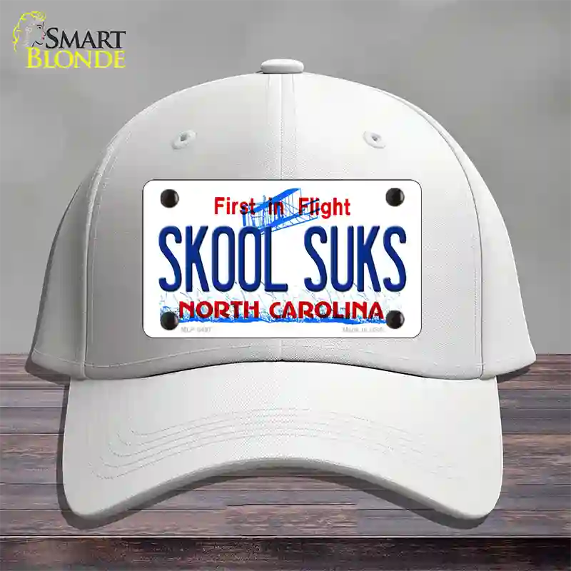 Skool Suks North Carolina Novelty License Plate Hat Cotton / White