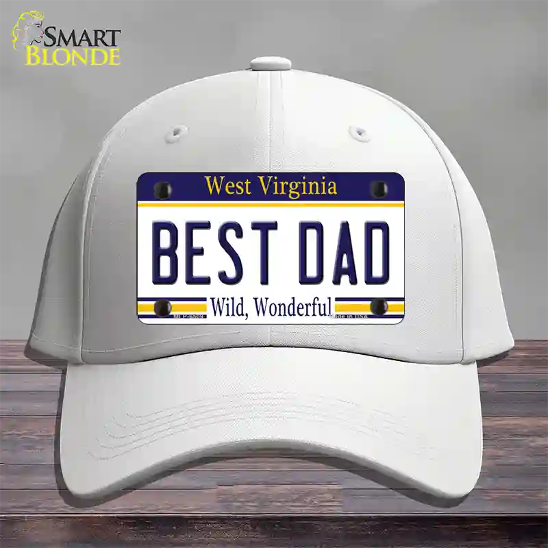 Best Dad West Virginia Novelty License Plate Hat Cotton / White