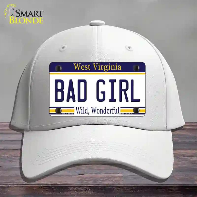 Bad Girl West Virginia Novelty License Plate Hat Cotton / White