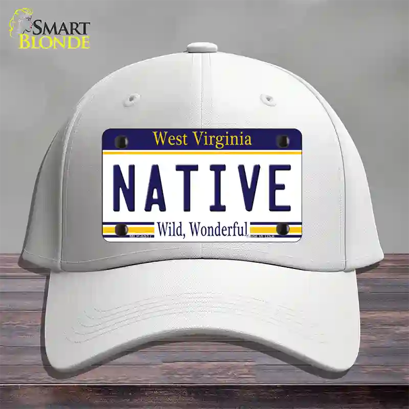 Native West Virginia Novelty License Plate Hat Cotton / White