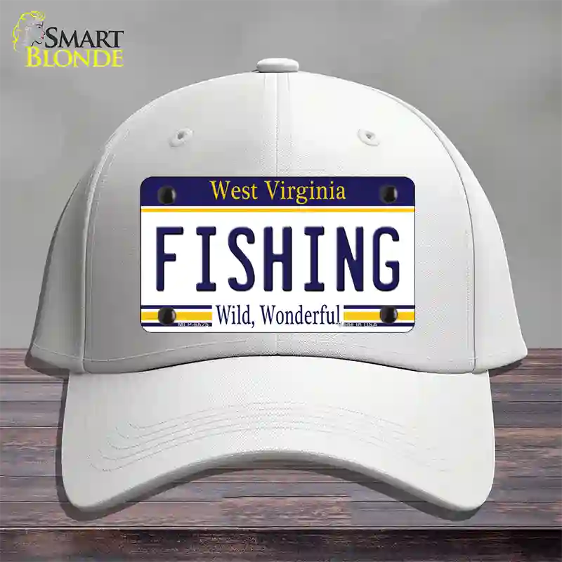 Fishing West Virginia Novelty License Plate Hat Cotton / White