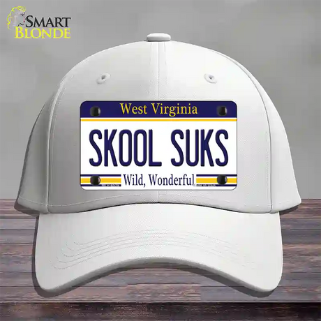 Skool Suks West Virginia Novelty License Plate Hat Cotton / White