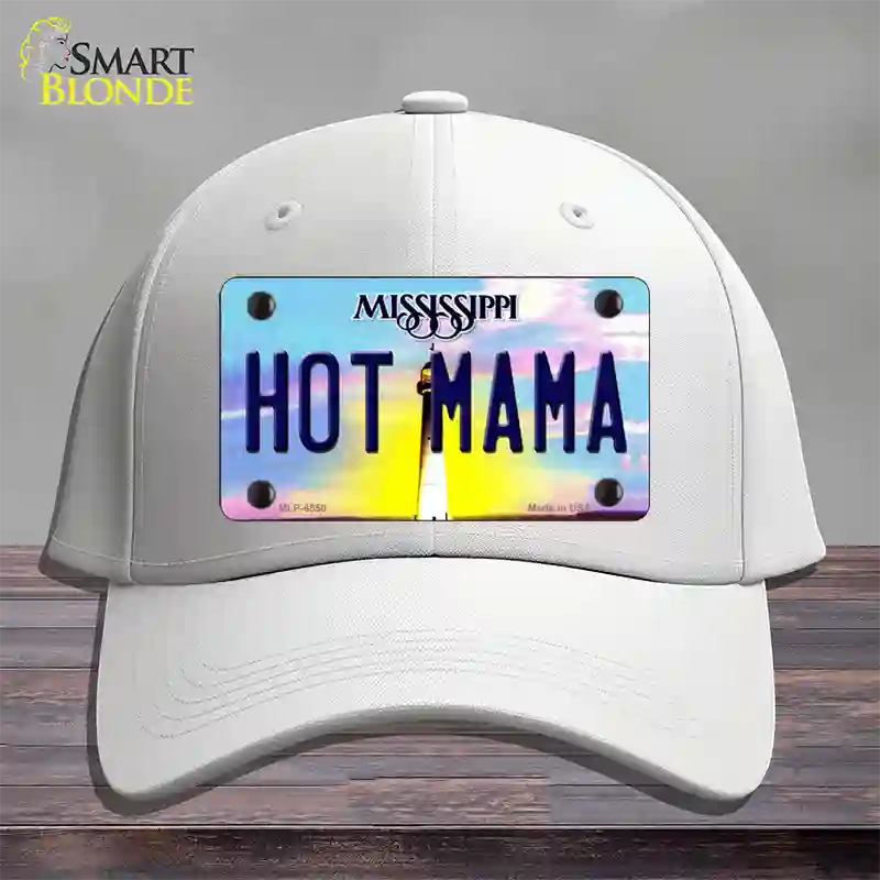 Hot Mama Mississippi Novelty License Plate Hat Cotton / White