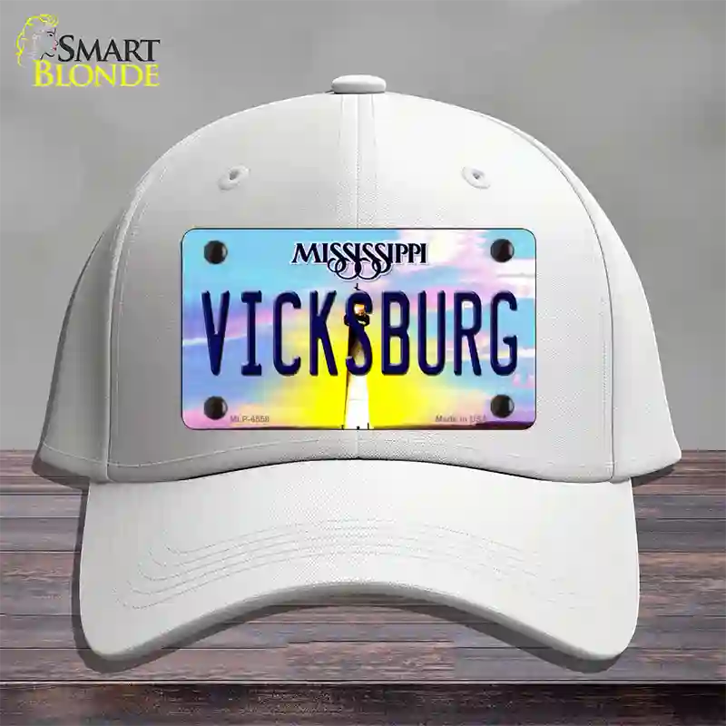 Vicksburg Mississippi Novelty License Plate Hat Cotton / White