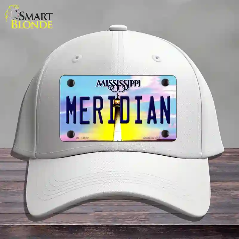 Meridian Mississippi Novelty License Plate Hat Cotton / White