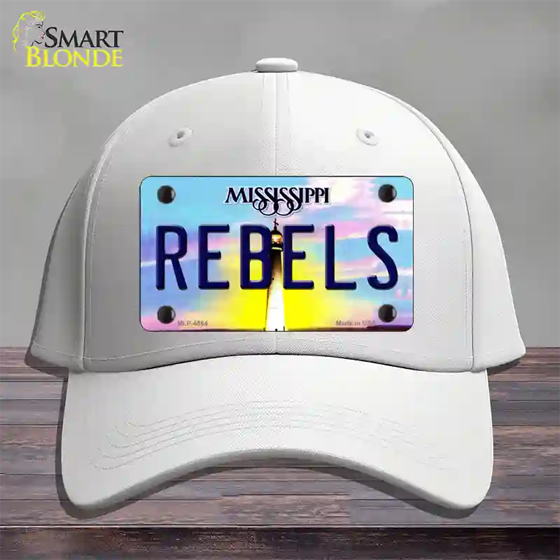 Rebels Mississippi Novelty License Plate Hat Cotton / White