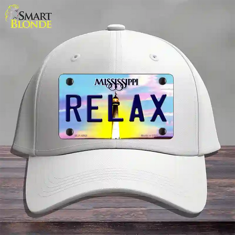 Relax Mississippi Novelty License Plate Hat Cotton / White