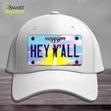 Hey YAll Mississippi Novelty License Plate Hat Cotton / White