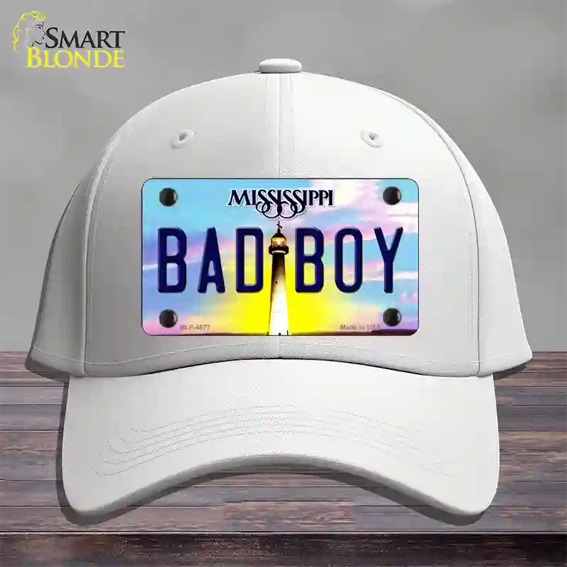 Bad Boy Mississippi Novelty License Plate Hat Cotton / White