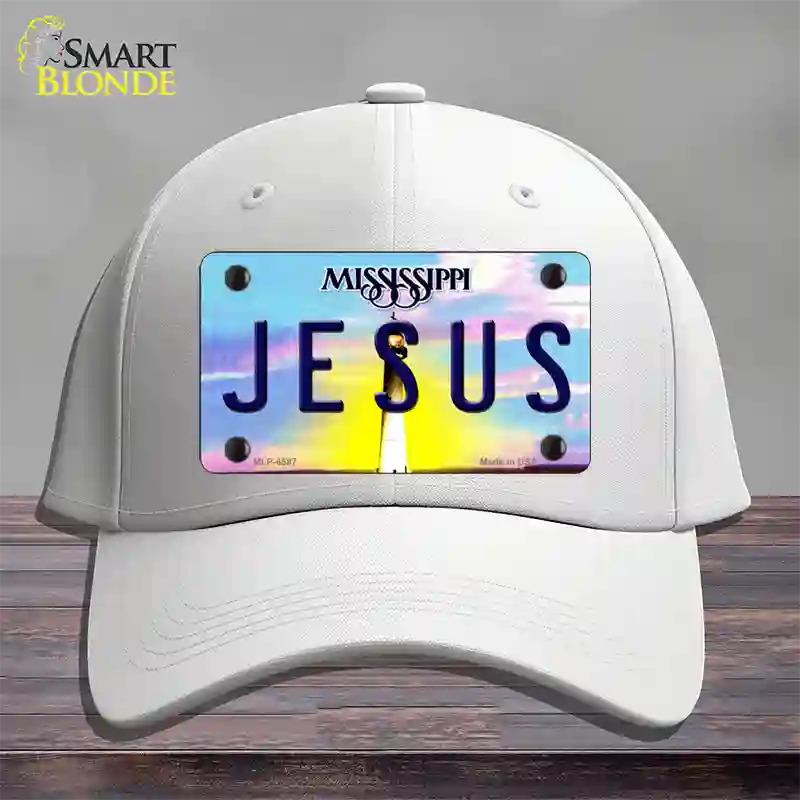 Jesus Mississippi Novelty License Plate Hat Cotton / White