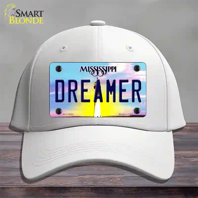 Dreamer Mississippi Novelty License Plate Hat Cotton / White