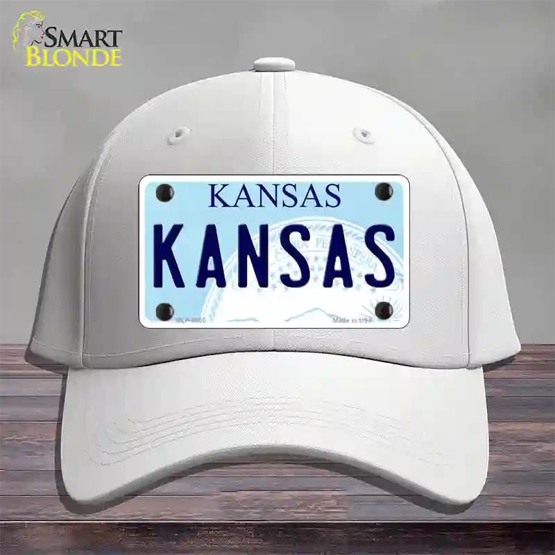 Kansas Novelty License Plate Hat Cotton / White