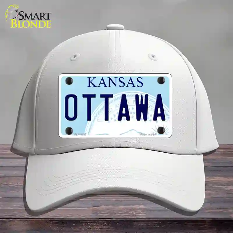 Ottawa Kansas Novelty License Plate Hat Cotton / White