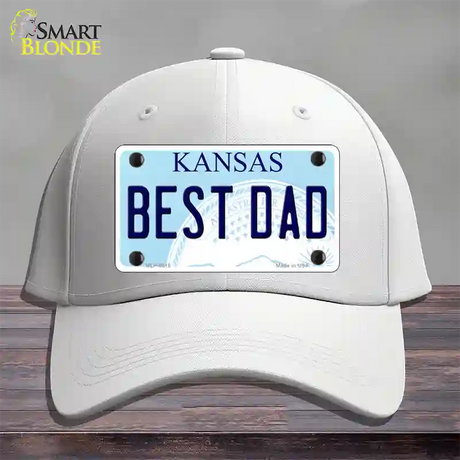 Best Dad Kansas Novelty License Plate Hat Cotton / White