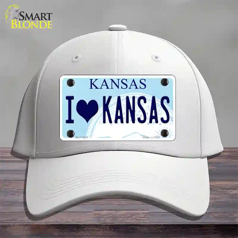 I Love Kansas Novelty License Plate Hat Cotton / White