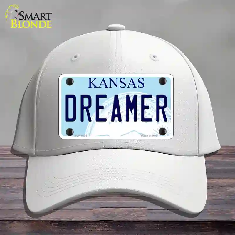 Dreamer Kansas Novelty License Plate Hat Cotton / White