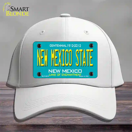 New Mexico State Teal Novelty License Plate Hat Cotton / White