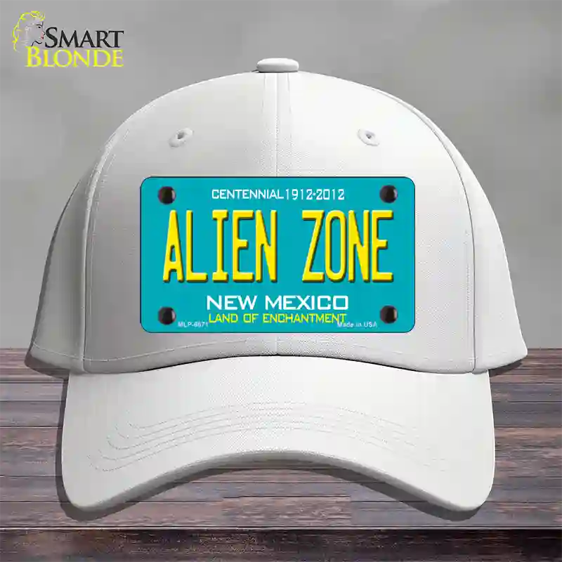 Alien Zone New Mexico State Novelty License Plate Hat Cotton / White