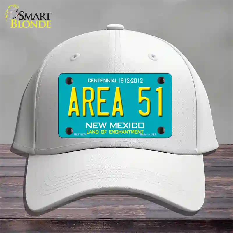 Area 51 New Mexico Novelty License Plate Hat Cotton / White