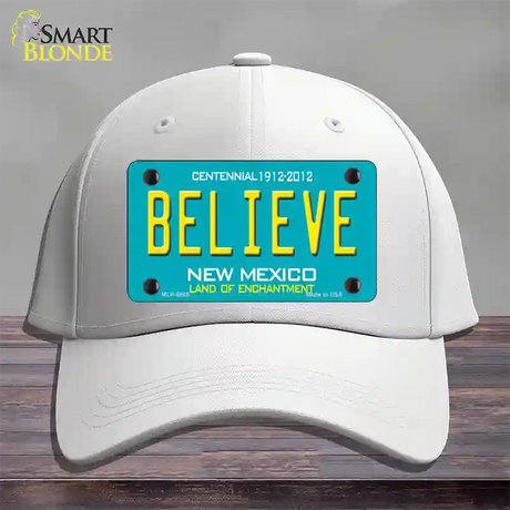 Believe New Mexico Novelty License Plate Hat Cotton / White