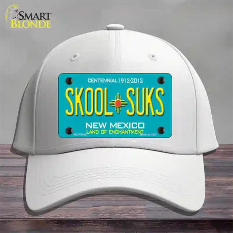 Skool Suks New Mexico Novelty License Plate Hat Cotton / White