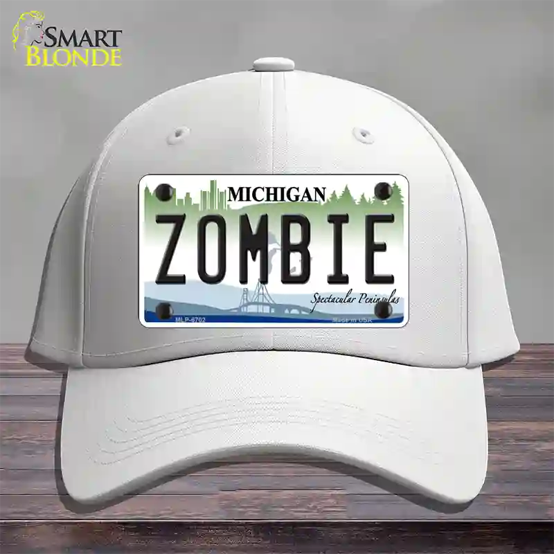 Zombie Michigan Novelty License Plate Hat Cotton / White