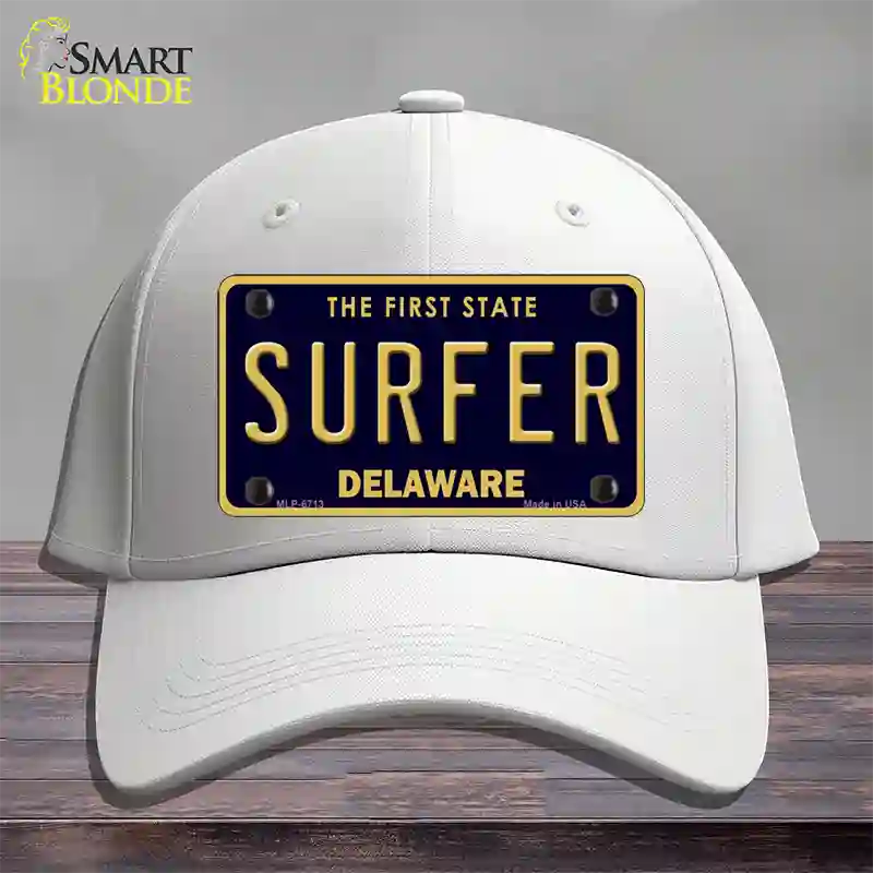 Surfer Delaware Novelty License Plate Hat Cotton / White