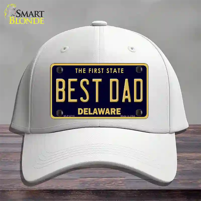 Best Dad Delaware Novelty License Plate Hat Cotton / White