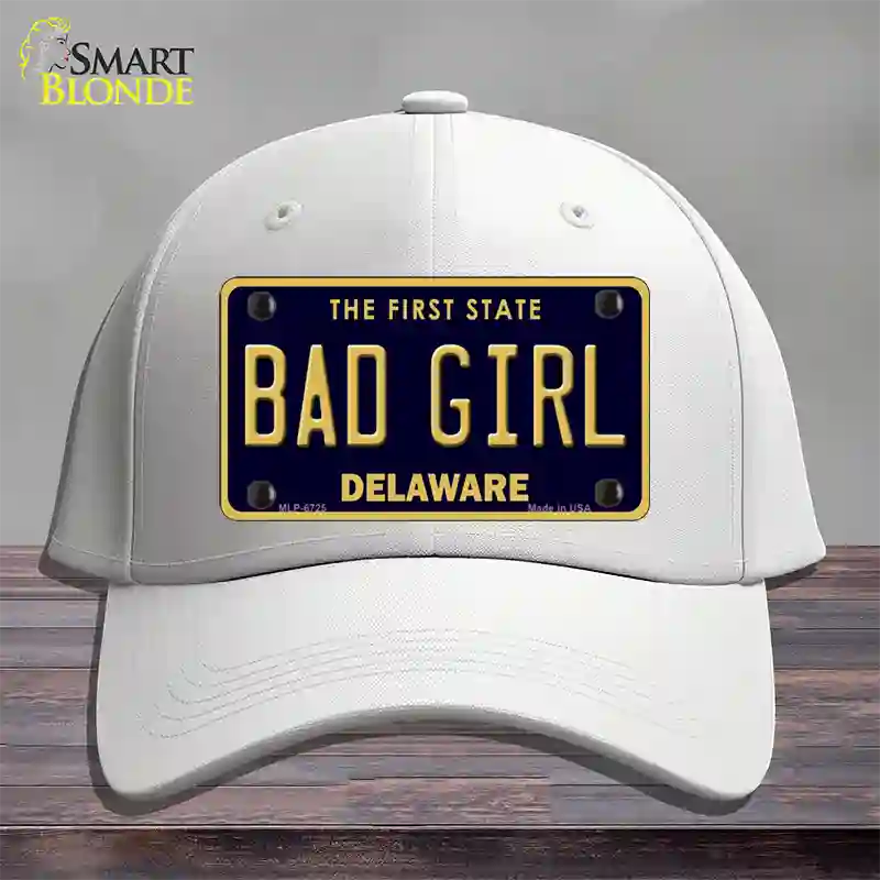 Bad Girl Delaware Novelty License Plate Hat Cotton / White