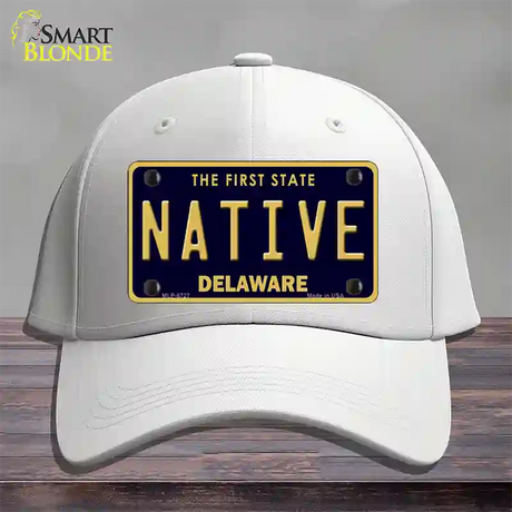 Native Delaware Novelty License Plate Hat Cotton / White