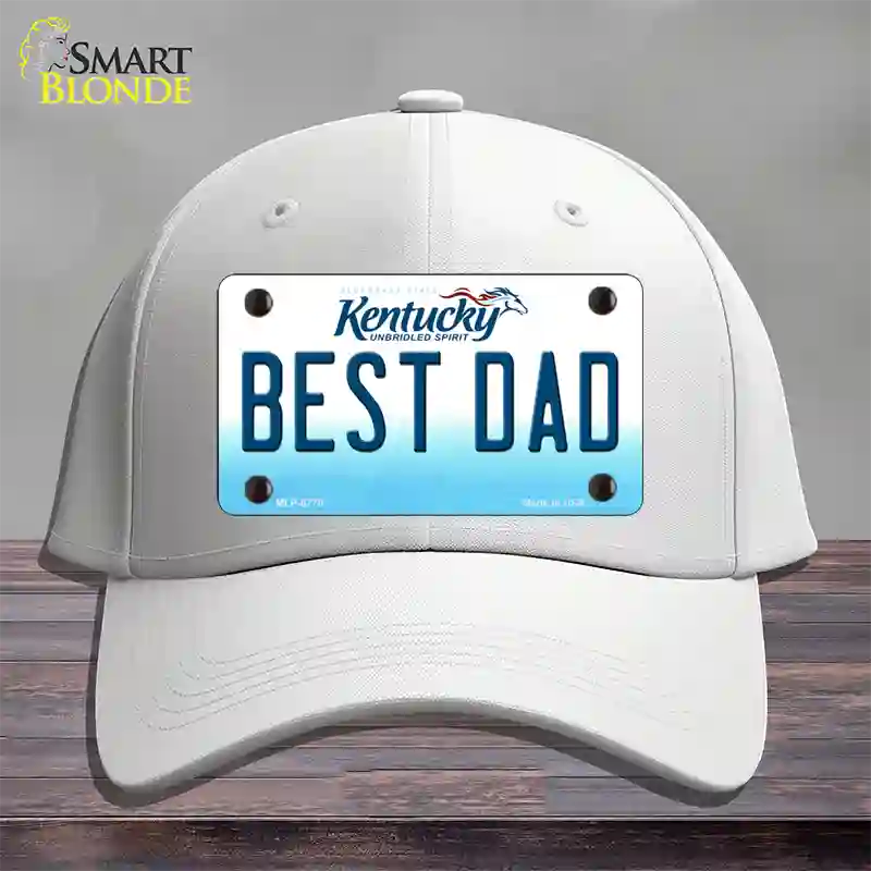 Best Dad Kentucky Novelty License Plate Hat Cotton / White