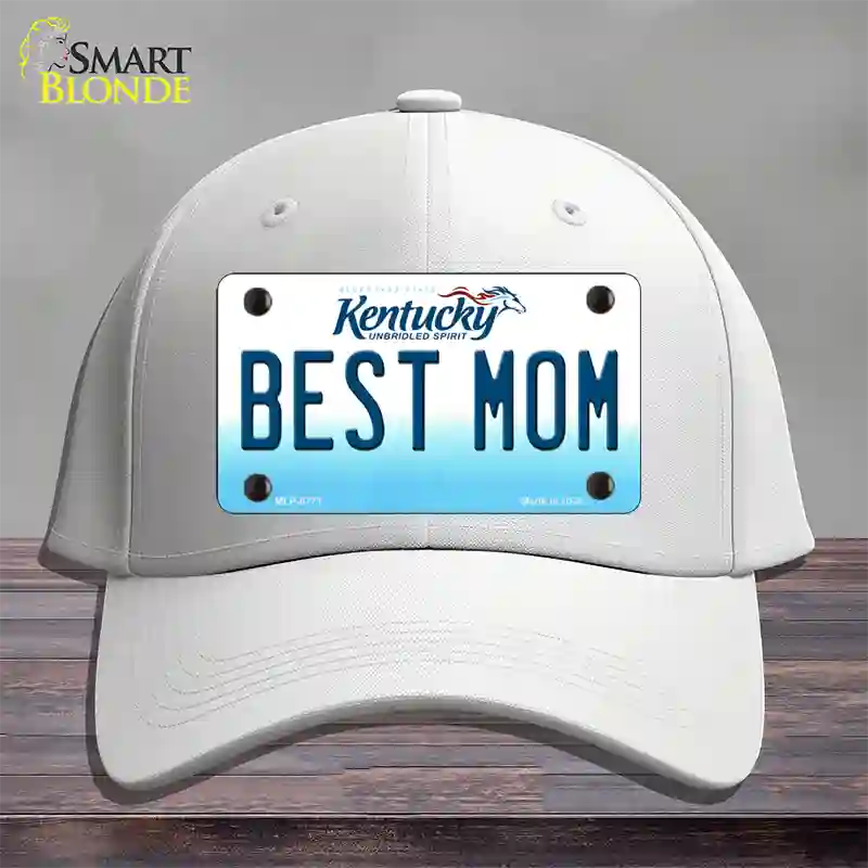 Best Mom Kentucky Novelty License Plate Hat Cotton / White