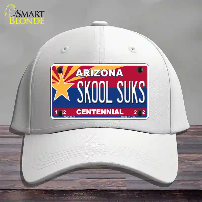 Arizona Centennial Skool Suks Novelty License Plate Hat Cotton / White