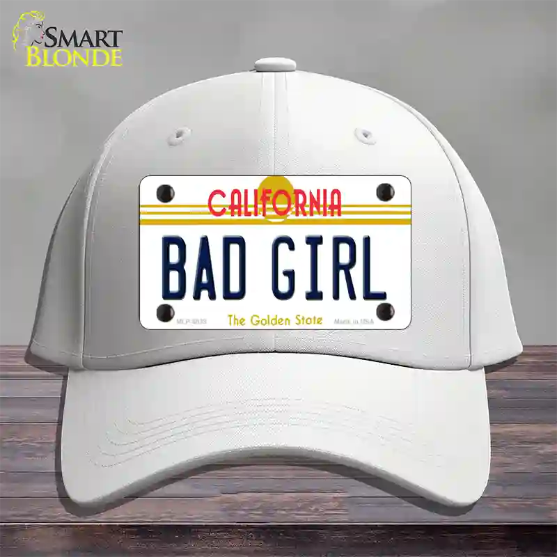 Bad Girl California Novelty License Plate Hat Cotton / White