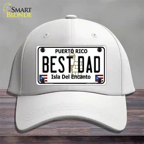 Best Dad Puerto Rico Novelty License Plate Hat Cotton / White