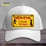 Warning Zombies Inside Novelty License Plate Hat Cotton / White