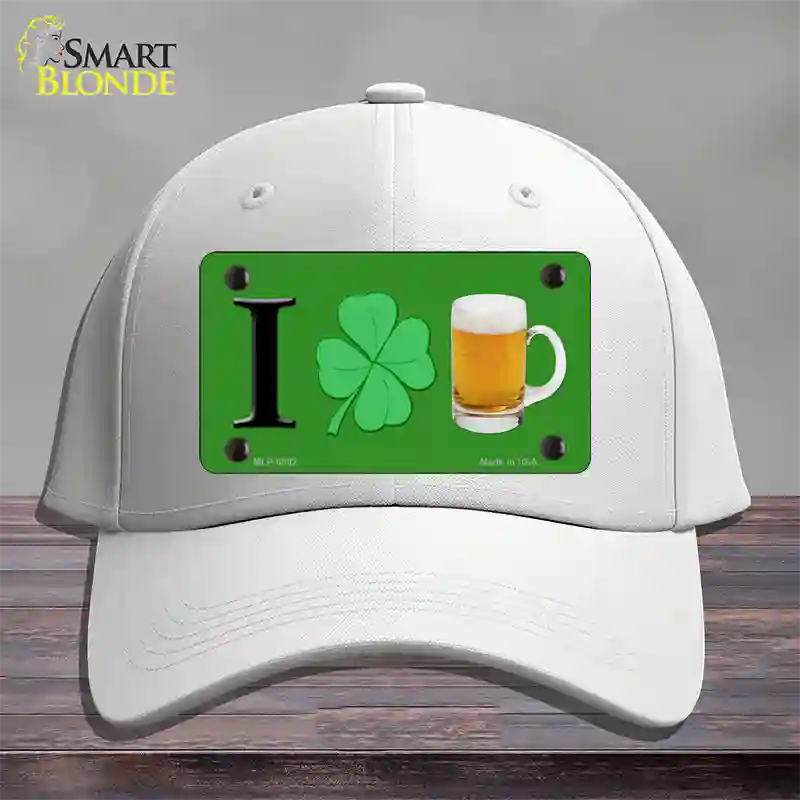 Shamrock Beer Novelty License Plate Hat Cotton / White