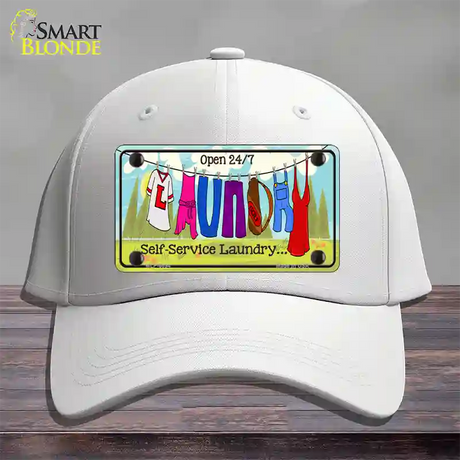 Laundry Self Service Novelty License Plate Hat Cotton / White