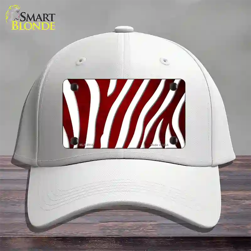 Red White Zebra Oil Rubbed Novelty License Plate Hat Cotton / White