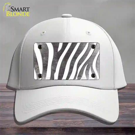 Black White Zebra Oil Rubbed Novelty License Plate Hat Cotton / White