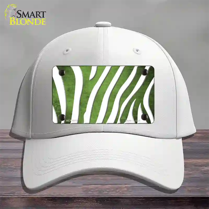 Lime Green White Zebra Oil Rubbed Novelty License Plate Hat Cotton / White