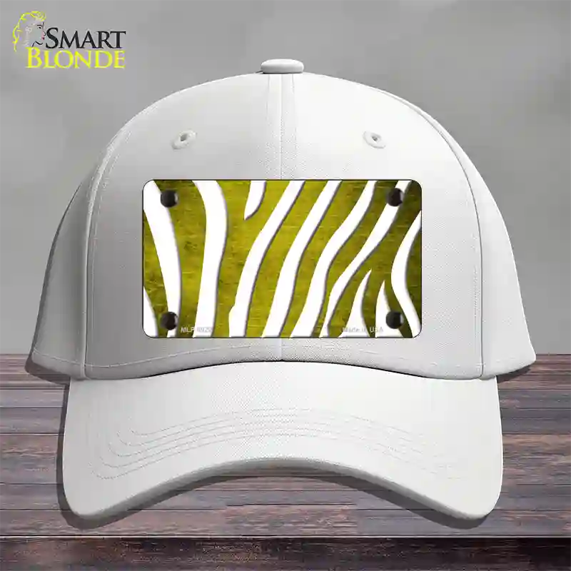 Yellow White Zebra Oil Rubbed Novelty License Plate Hat Cotton / White