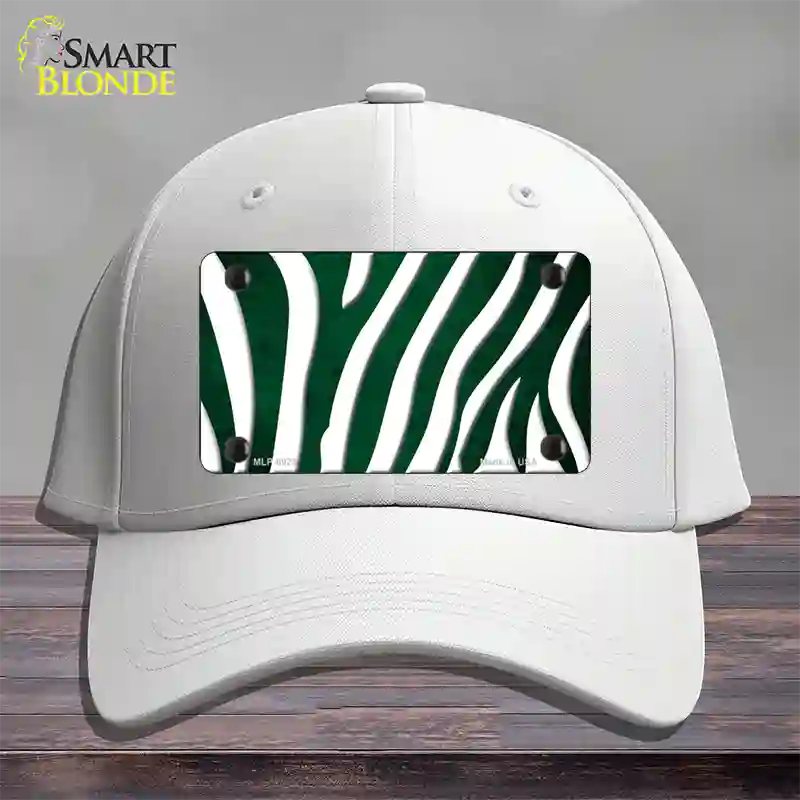 Green White Zebra Oil Rubbed Novelty License Plate Hat Cotton / White